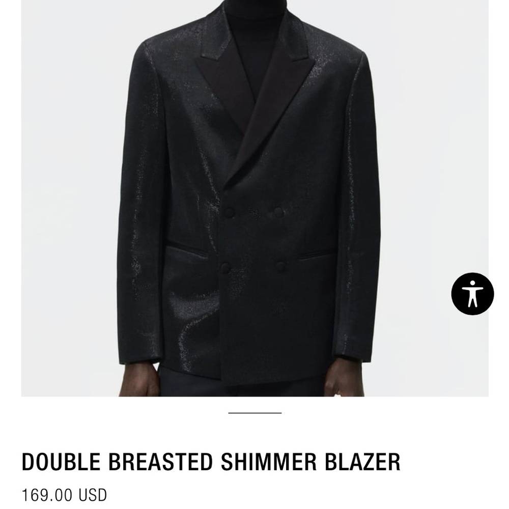 Mens BRAND NEW ZARA Double Breasted Jacket Sz 38R